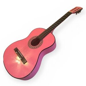 Pink Full Size Acoustic Guitar Beginner Instrument Swiftie Era Inspired 38” long